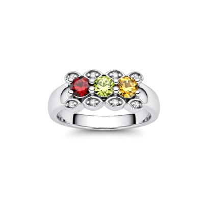 Sterling Silver Multi-Color Gemstones Ring