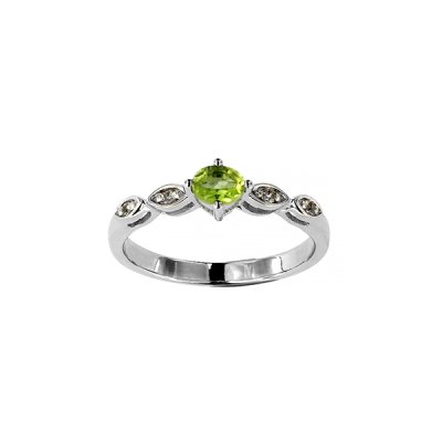 Sterling Silver Peridot and White Topaz Ring