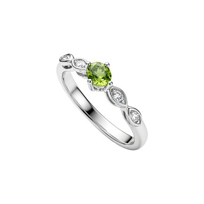 Sterling Silver Peridot and White Topaz Ring