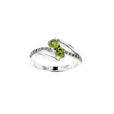 Sterling Silver Peridot and White Topaz Ring