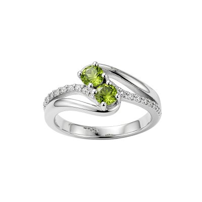 Sterling Silver Peridot and White Topaz Ring