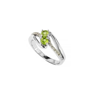Sterling Silver Peridot and White Topaz Ring