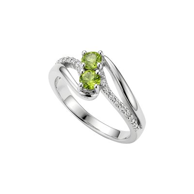 Sterling Silver Peridot and White Topaz Ring