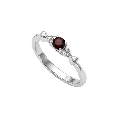 Sterling Silver Garnet and White Topaz Ring