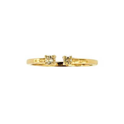 Sterling Silver YWhite Topaz Ring Over 18K Yellow Gold Plated
