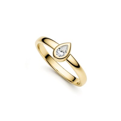 Sterling Silver Yellow Gold 18K Ring with White Topaz