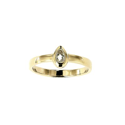 Sterling Silver Yellow Gold 18K Ring with White Topaz