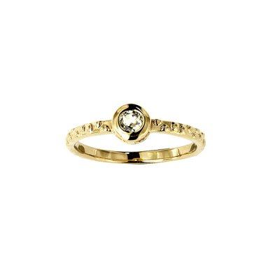 Sterling Silver Yellow Gold 18K Ring with White Topaz