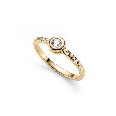 Sterling Silver Yellow Gold 18K Ring with White Topaz
