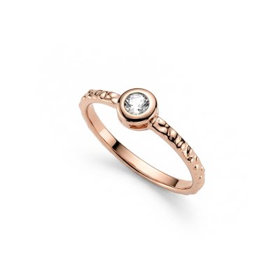 Sterling Silver White Topaz Ring Over Rose Gold Plated