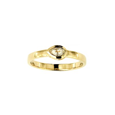Sterling Silver White Topaz Ring Over 18K Yellow Gold Plated