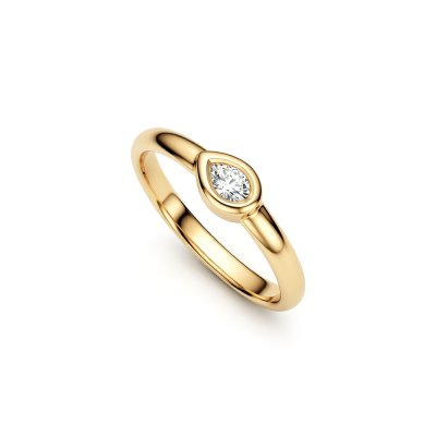 Sterling Silver White Topaz Ring Over 18K Yellow Gold Plated