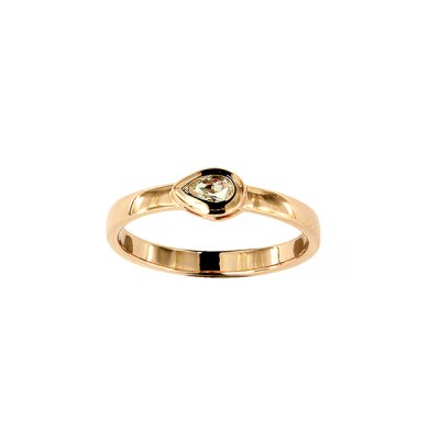 Sterling Silver White Topaz Ring Over Rose Gold Plated