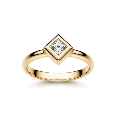 Sterling Silver White Topaz Ring Over 18K Yellow Gold Plated