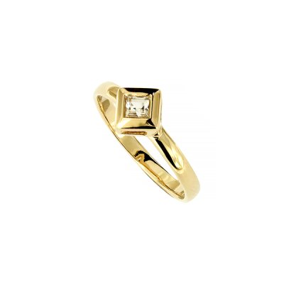 Sterling Silver White Topaz Ring Over 18K Yellow Gold Plated