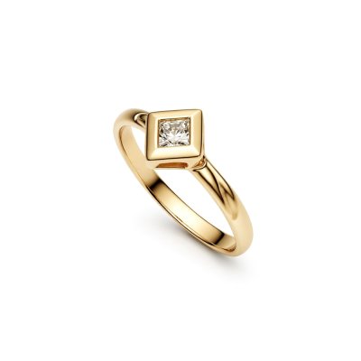 Sterling Silver White Topaz Ring Over 18K Yellow Gold Plated