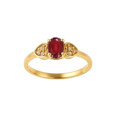 Sterling Silver Yellow Gold 18K Ring with Ruby and White Topaz