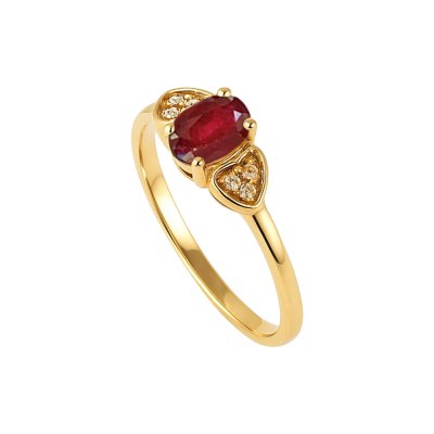 Sterling Silver Yellow Gold 18K Ring with Ruby and White Topaz