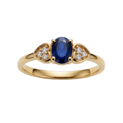 Sterling Silver Blue Sapphire and White Topaz Ring Over Yellow Gold 18K Plated