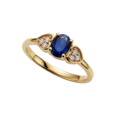 Sterling Silver Blue Sapphire and White Topaz Ring Over Yellow Gold 18K Plated
