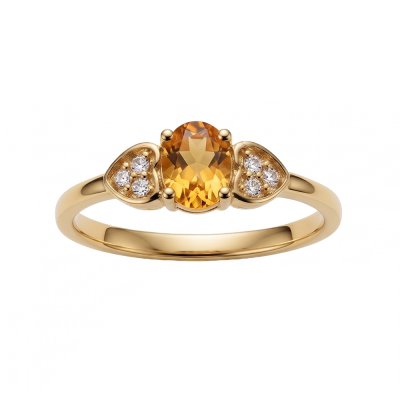 Sterling Silver Citrine and White Topaz Ring Over Yellow Gold 18K Plated