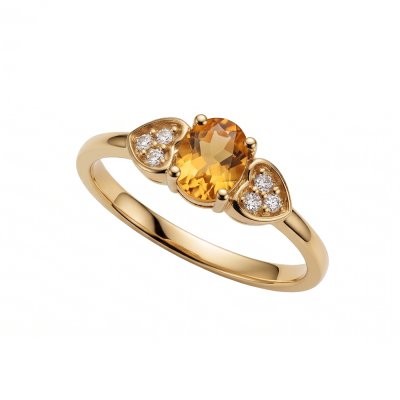 Sterling Silver Citrine and White Topaz Ring Over Yellow Gold 18K Plated