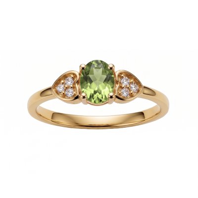 Sterling Silver Peridot and White Topaz Ring Over Yellow Gold 18K Plated