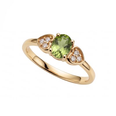 Sterling Silver Peridot and White Topaz Ring Over Yellow Gold 18K Plated