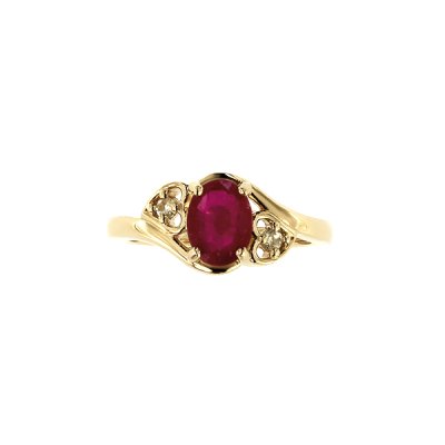 Sterling Silver Ruby and White Topaz Ring 18K Yellow Gold Plated