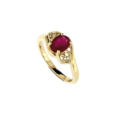 Sterling Silver Ruby and White Topaz Ring 18K Yellow Gold Plated