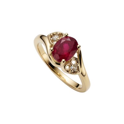 Sterling Silver Ruby and White Topaz Ring 18K Yellow Gold Plated