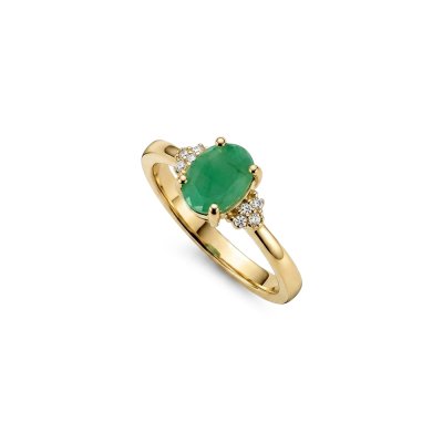 Sterling Silver Emerald and White Topaz Ring Over 18K Yellow Gold Plated