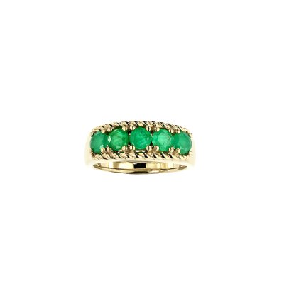Sterling Silver Emerald Ring Over 18K Yellow Gold Plated