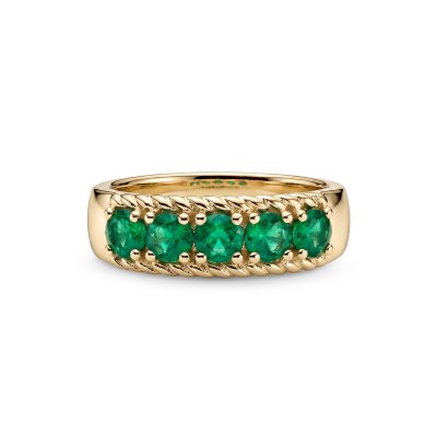 Sterling Silver Emerald Ring Over 18K Yellow Gold Plated
