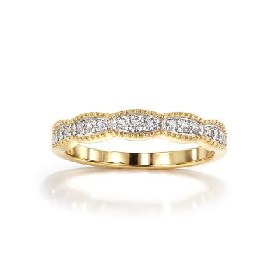 Sterling Silver White Cubic Zirconia Ring Over 18K Yellow Gold Plated