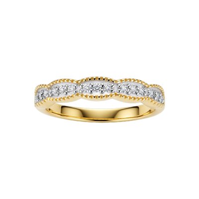 Sterling Silver White Cubic Zirconia Ring Over 18K Yellow Gold Plated