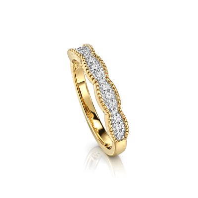 Sterling Silver White Cubic Zirconia Ring Over 18K Yellow Gold Plated