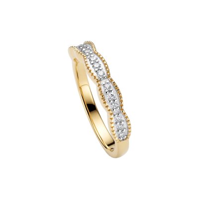 Sterling Silver White Cubic Zirconia Ring Over 18K Yellow Gold Plated
