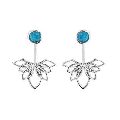 Sterling Silver Turquoise Lotus Jacket Earrings