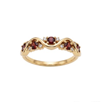 Sterling Silver Blue Sapphire Band Ring Over 18K Yellow Gold Plated