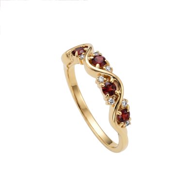 Sterling Silver Blue Sapphire Band Ring Over 18K Yellow Gold Plated