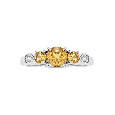 Sterling Silver Citrine and White Topaz Ring