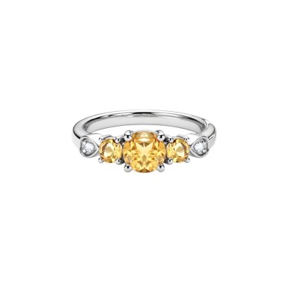 Sterling Silver Citrine and White Topaz Ring