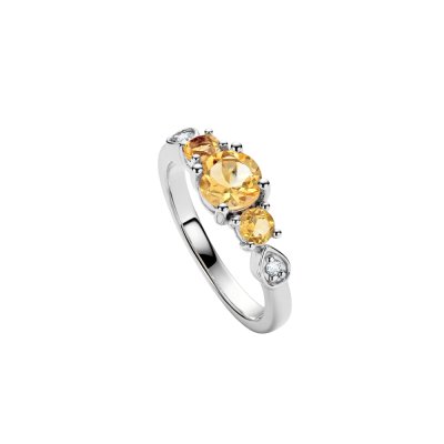 Sterling Silver Citrine and White Topaz Ring