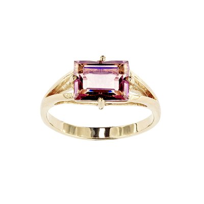 Sterling Silver Ametrine Ring Over 18K Yellow Gold Plated