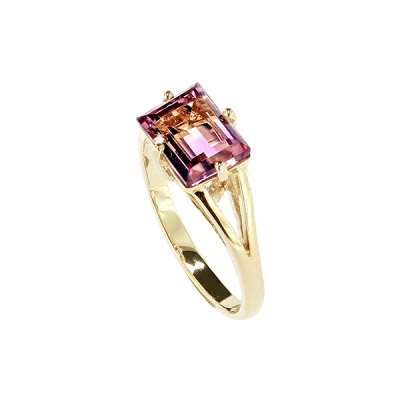Sterling Silver Ametrine Ring Over 18K Yellow Gold Plated