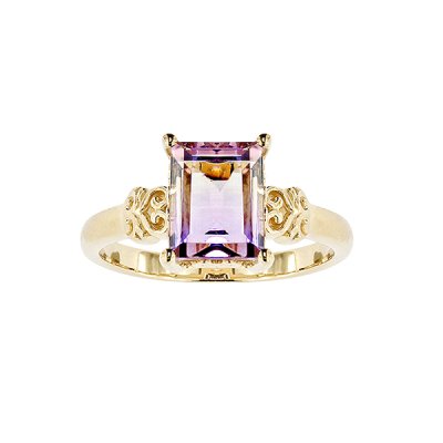 Sterling Silver Ametrine Ring Over 18K Yellow Gold Plated