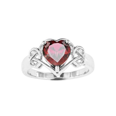 Sterling Silver Garnet Heart Ring