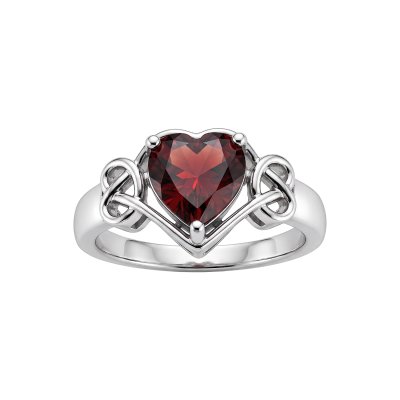 Sterling Silver Garnet Heart Ring