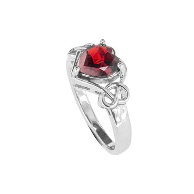 Sterling Silver Garnet Heart Ring